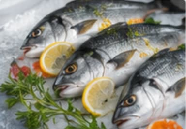 Frische ganze Fische mit Zitrone und Kräutern